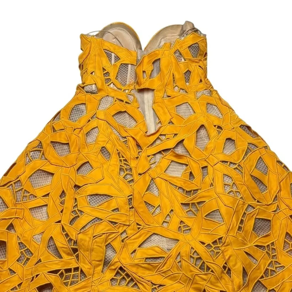 Oscar de la Renta Cutout Bow Faille Cockatail Dress Fall 2021 Size 2 - Picture 7 of 16